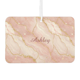 Custom Modern Rose Quartz Marble Gold Air Freshener