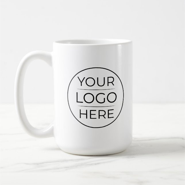 Custom Modern Round Business Logo Coffee Mug (Left)