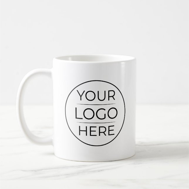 Custom Modern Round Business Logo Coffee Mug (Left)