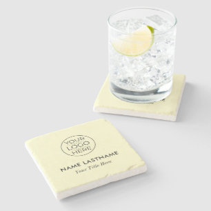 Custom Modern Round Business Logo Stone Coaster