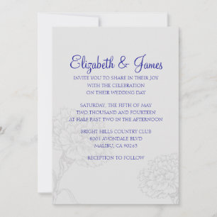 Custom Modern Royal Blue Wedding Invitations