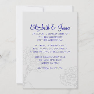 Custom Modern Royal Blue Wedding Invitations