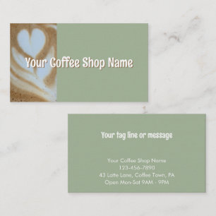 Custom Modern Sage Coffee Shop Photo Template Business Card