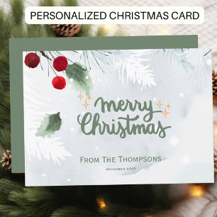 Custom Modern Script  Christmas  Personalized  Holiday Card