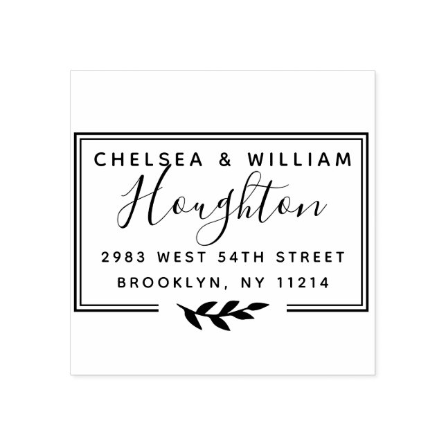Custom Modern Script Couple's Names Return Address Rubber Stamp (Imprint)