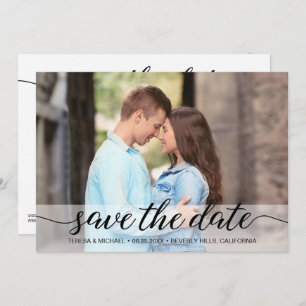 Custom Modern Script Engagement Photo Simple Save The Date