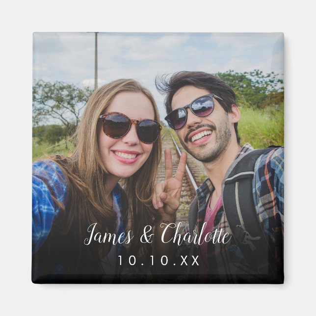 Custom Modern Script Photo Magnet (Front)