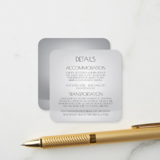 Custom Modern Silver Minimalist Details Enclosure Card