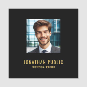 Custom Modern Simple Elegant Gold Black Square Name Tag