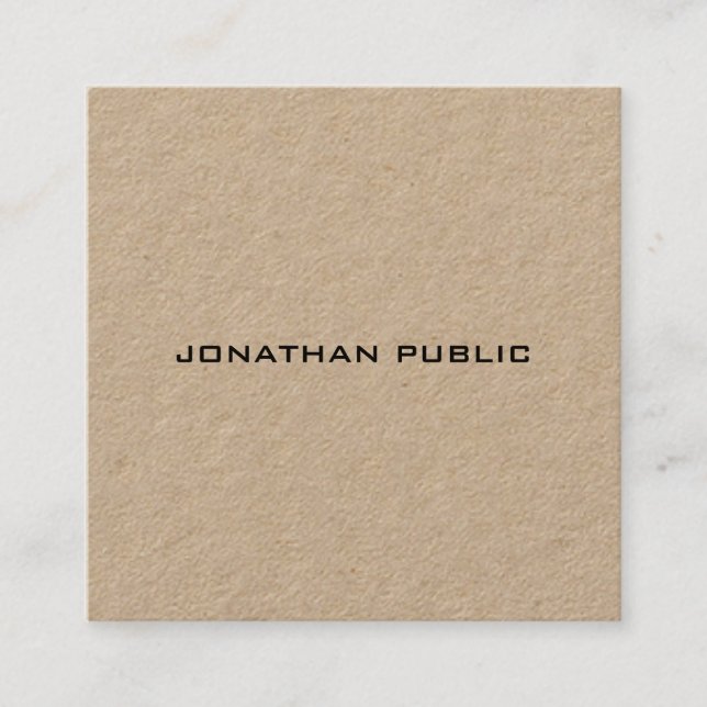 Custom Modern Simple Personalized Template Luxury Square Business Card (Front)