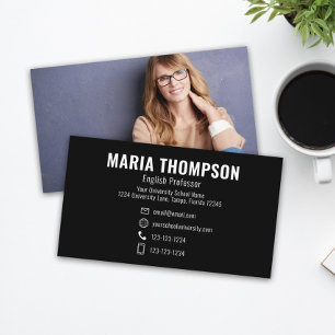 Custom Modern Simple Photo Black White Stylish Business Card