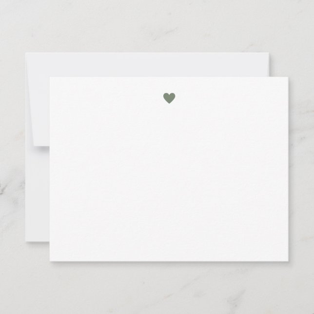 Custom Modern Simple Sage Green Heart Card (Front)