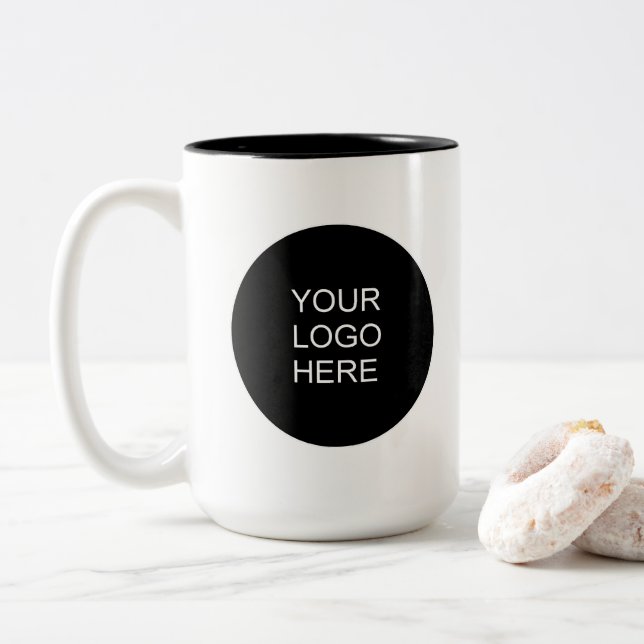 Custom Modern Simple Upload Your Company Logo Two-Tone Coffee Mug (With Donut)