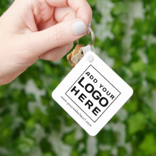 Custom Modern Square  Business Logo and Website Keychain
