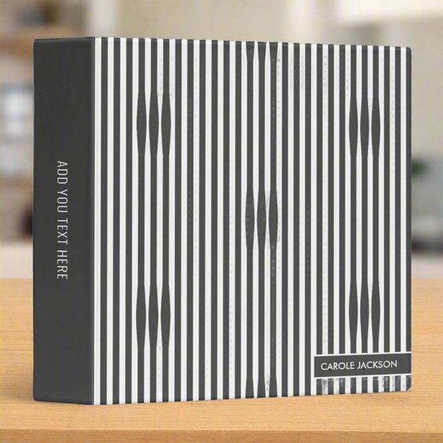 Custom Modern Striped Grey & White Organizer  Binder (Creator Uploaded)