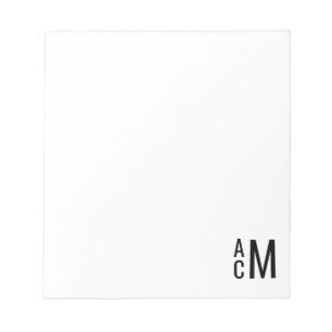 Custom Modern Stylish Elegant 3 Monogram Initial Notepad