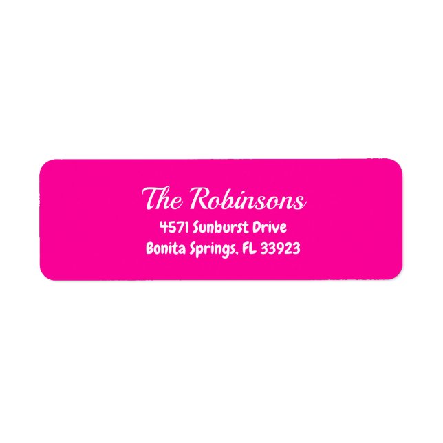 Custom Modern Stylish Neon Pink Address Label (Front)
