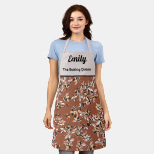 Custom modern stylized floral pattern apron