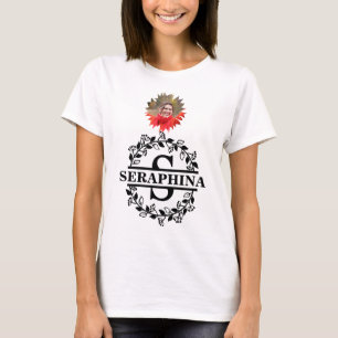 Custom Modern Sunflower Photo Floral S Monogram T-Shirt