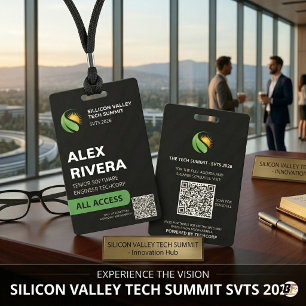 Custom Modern Tech Conference QR Code Event Badge