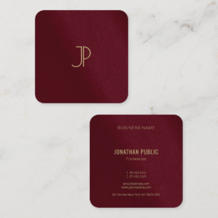 Custom Modern Template Gold Colour Monogram Luxury Square Business Card