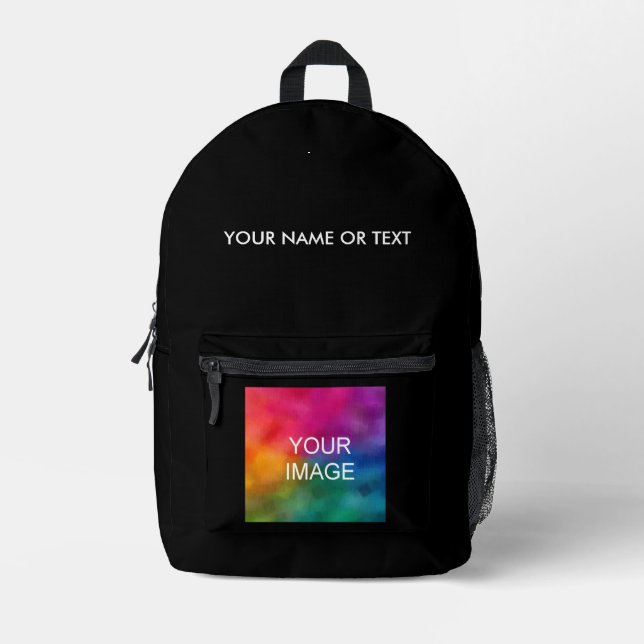 Custom Modern Template Name Image Photo Picture Printed Backpack (Front)