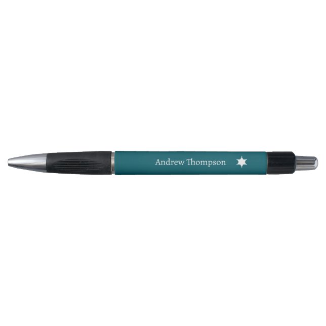 Custom Modern text minimalist Navy blue Star Pen (Front)