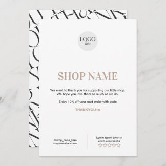 Custom Modern Thank You Card for Shop Owners