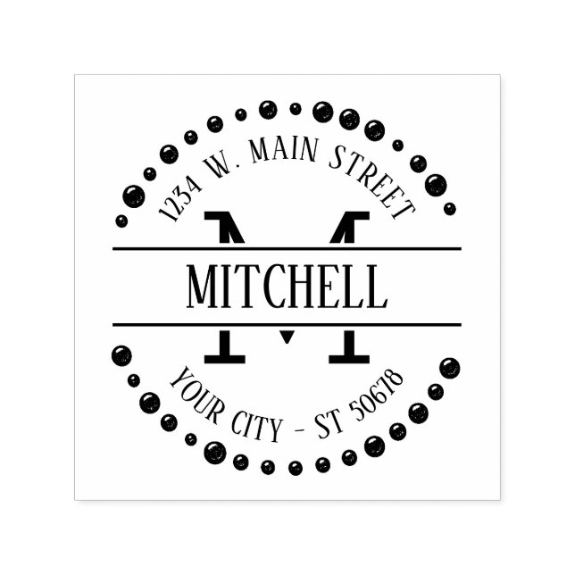 Custom Modern Trendy Chic Art Deco Circle Motif Self-inking Stamp (Design)