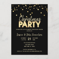 Custom Modern Trendy Gold Black CHRISTMAS PARTY