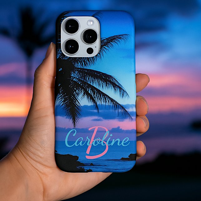 Custom Modern Tropical Island Beach Sunset Photo iPhone Case (Creator Uploaded)