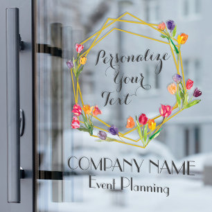 Custom Modern Tulips Gold & Black Event Planning Window Cling