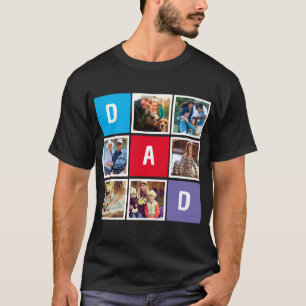 Custom Modern Typography Dad Photo Collage T-Shirt