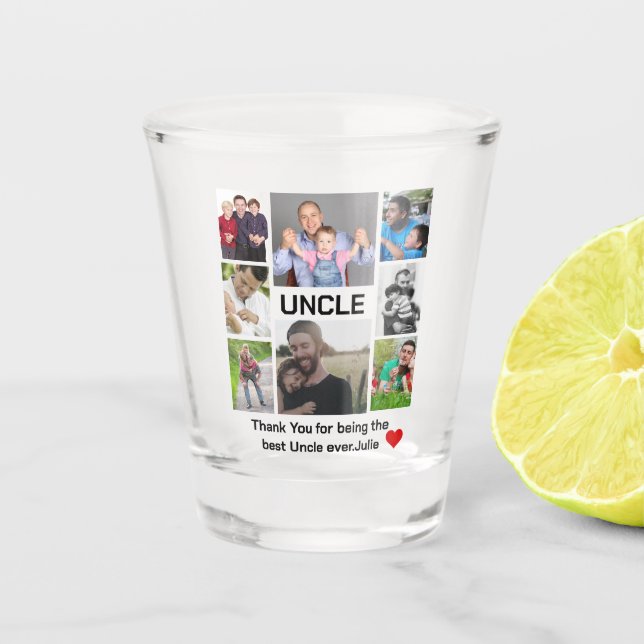 Custom modern Uncle 8 Photo Collage  Shot Glass (Front)
