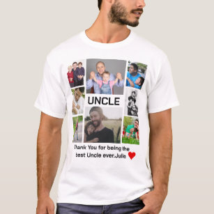 Custom modern Uncle 8 Photo Collage T-Shirt