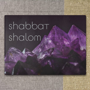 Custom Modern Unique Faux Amethyst Shabbat Challah Cutting Board