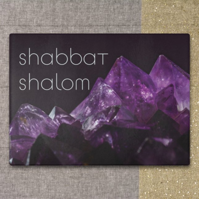 Custom Modern Unique Faux Amethyst Shabbat Challah Cutting Board (Creator Uploaded)