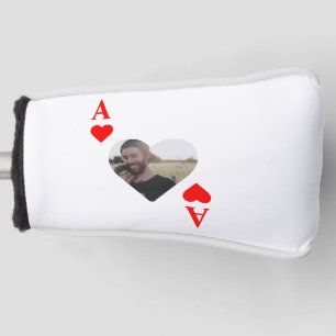 Custom modern unique poker heart photo monogram golf head cover