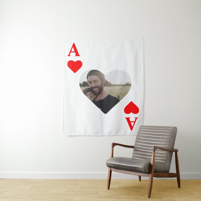 Custom modern unique poker heart photo monogram tapestry (In Situ)