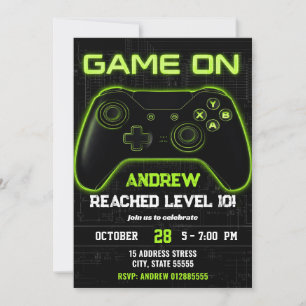 Custom Modern Video Game birthday Invitation