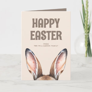 Custom Modern Watercolor Cute Easter Bunny Ears Card