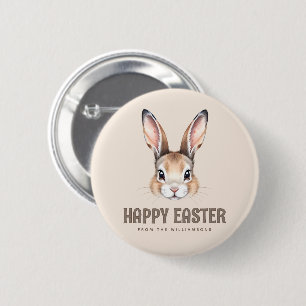 Custom Modern Watercolor Cute Easter Bunny Neutral 2 Inch Round Button