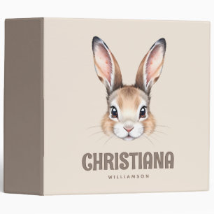 Custom Modern Watercolor Cute Easter Bunny Neutral Binder