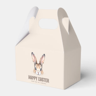 Custom Modern Watercolor Cute Easter Bunny Neutral Favor Box