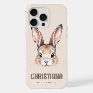 Custom Modern Watercolor Cute Easter Bunny Neutral iPhone 15 Pro Max Case