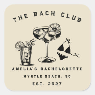 Custom Modern Weekend Bachelorette Beach Party Square Sticker