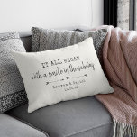 Custom Modern Where It All Began Valentine's Day Accent Pillow<br><div class="desc">Celebrate your love with this chic and romantic throw pillow featuring the location and date you met in a charcoal vintage typewriter lettering and script design alongside sweet hand-drawn arrows. Choose your own colour and personalize this custom design with your own names and text. This would make the perfect gift...</div>