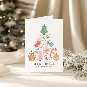 Custom Modern Whimsical Christmas Tree Non-Photo Holiday Card