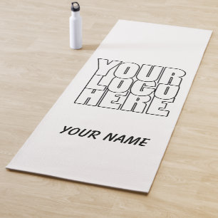 Custom modern white Business yoga logo Yoga Mat