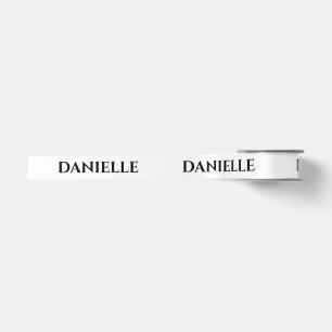 Custom Modern White Name Satin Ribbon Chic 